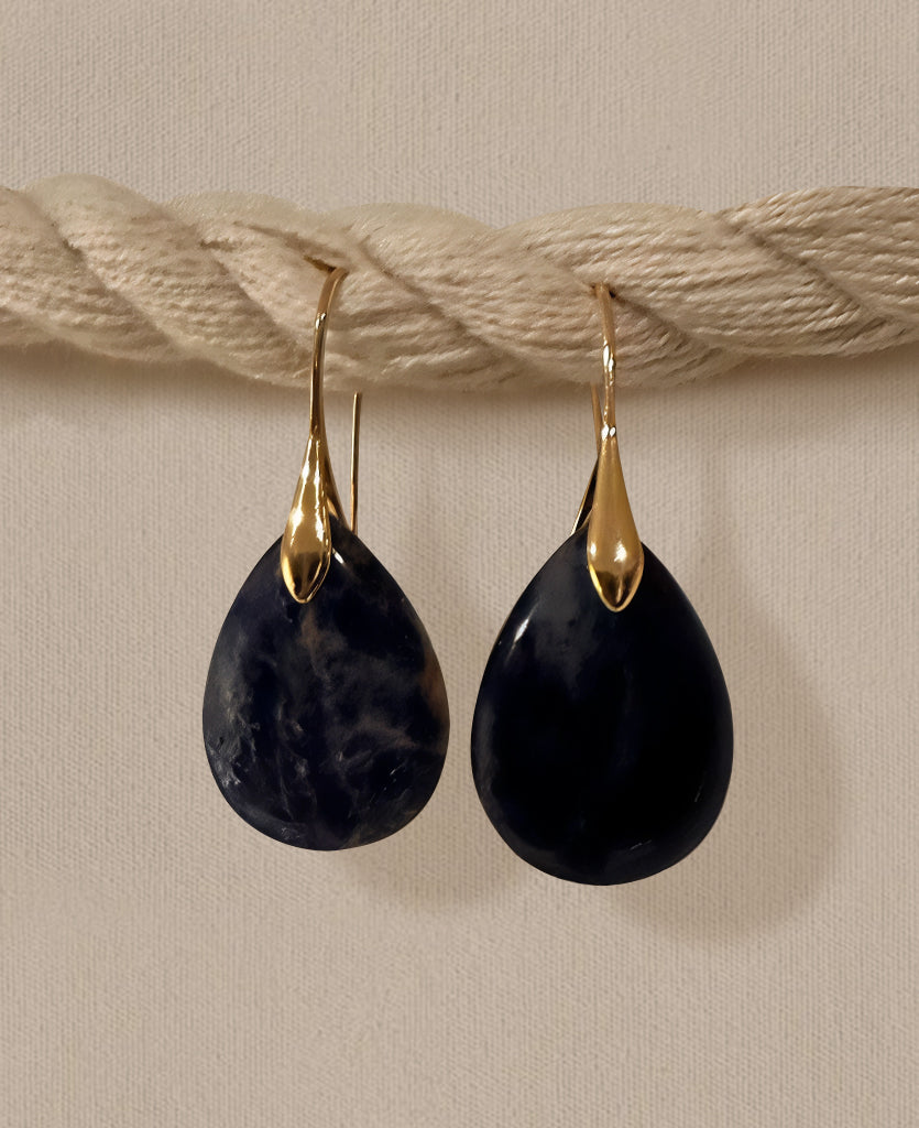 Royal Blue Waterdrop: Natural Stone Pendant Earrings