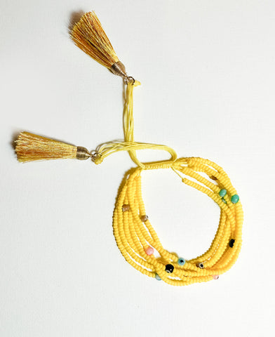 Yellow Beaded Stacked Bracelet Set
