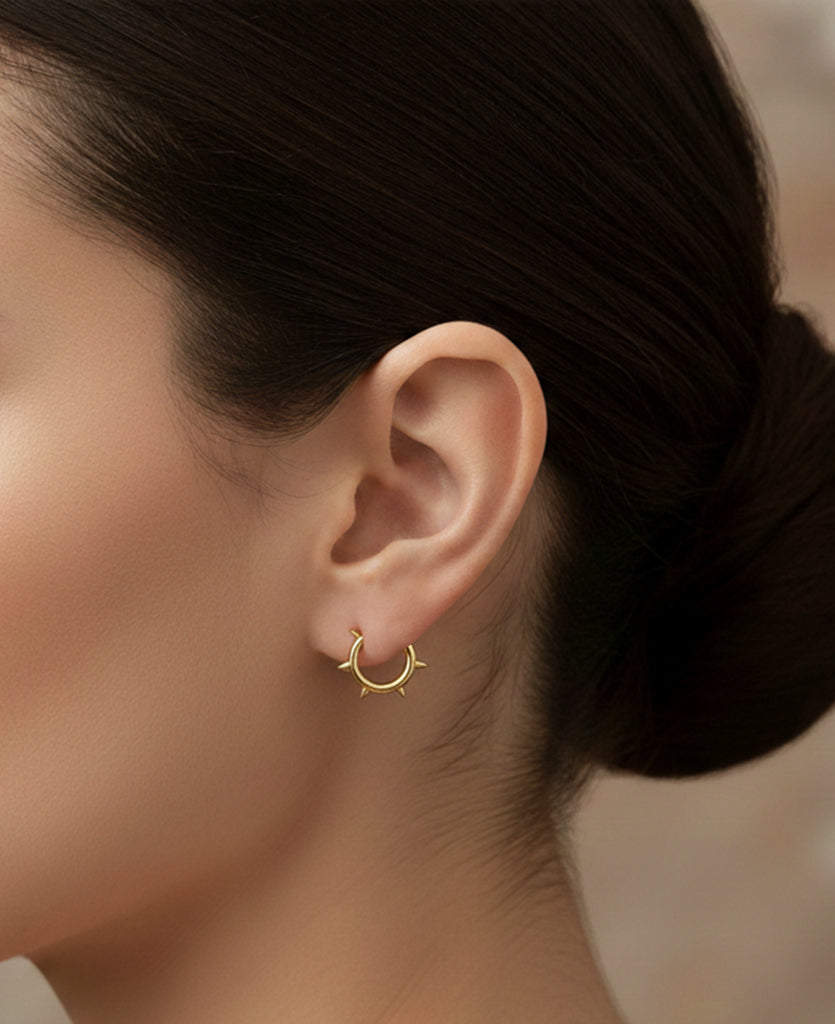 Spike Hoops 18K Gold Plated & Stainless Steel Earrings