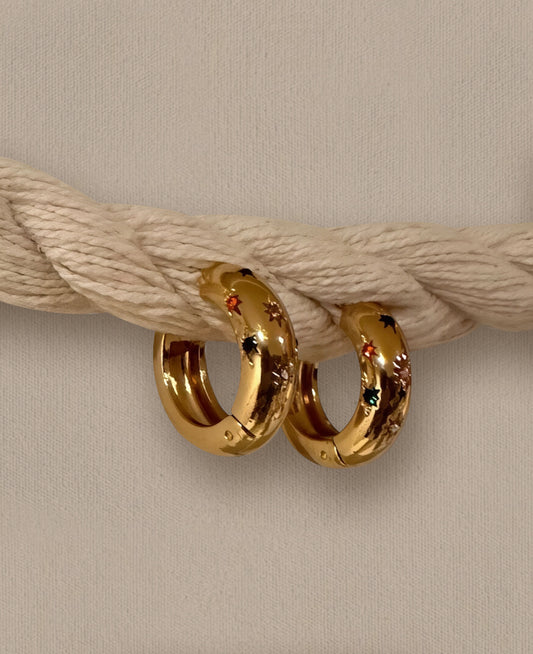 Rainbow Hoops 18K Gold Plated Waterproof Earrings