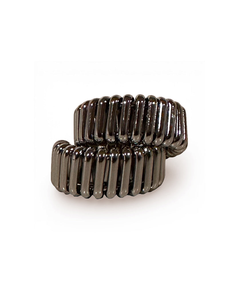 Titanium Edge: Silver Ribbed C-Hoop Earrings