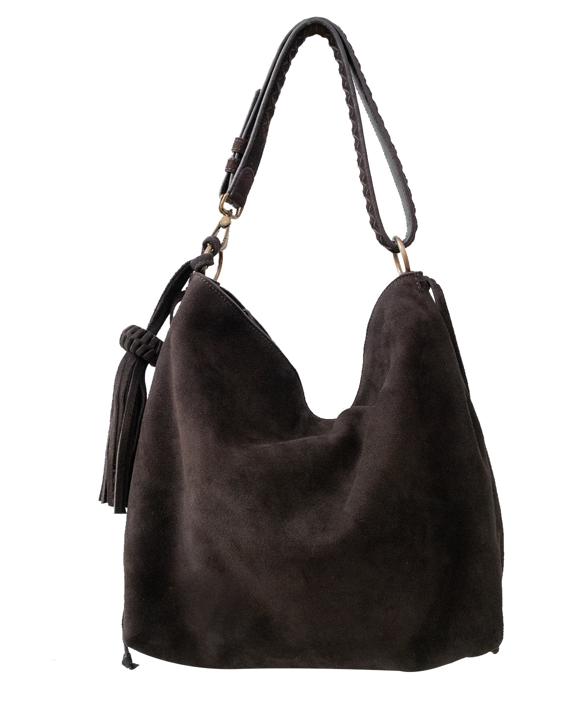 Bacalar Shoulder Bag: Soft Espresso Coffee Genuine Suede