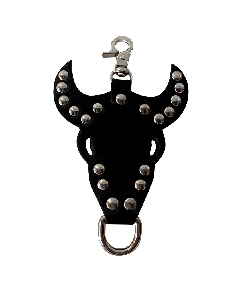 Boho Bag Charm Leather Buffalo Skull Keychain