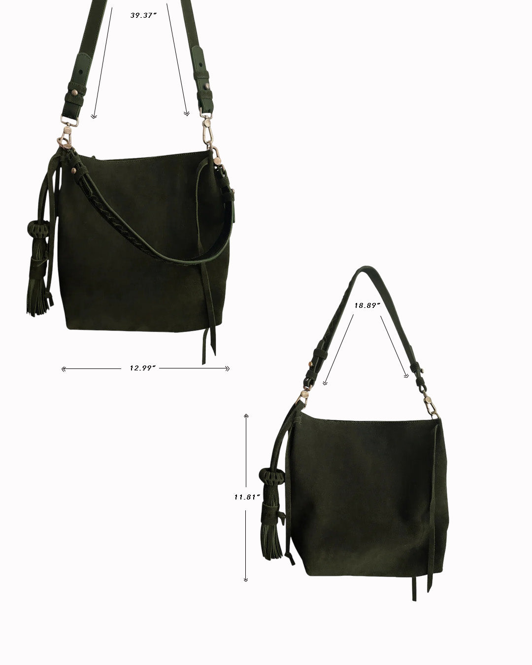 → PRE-ORDER Mini Bacalar Crossbody: Soft Olive Green Genuine Suede