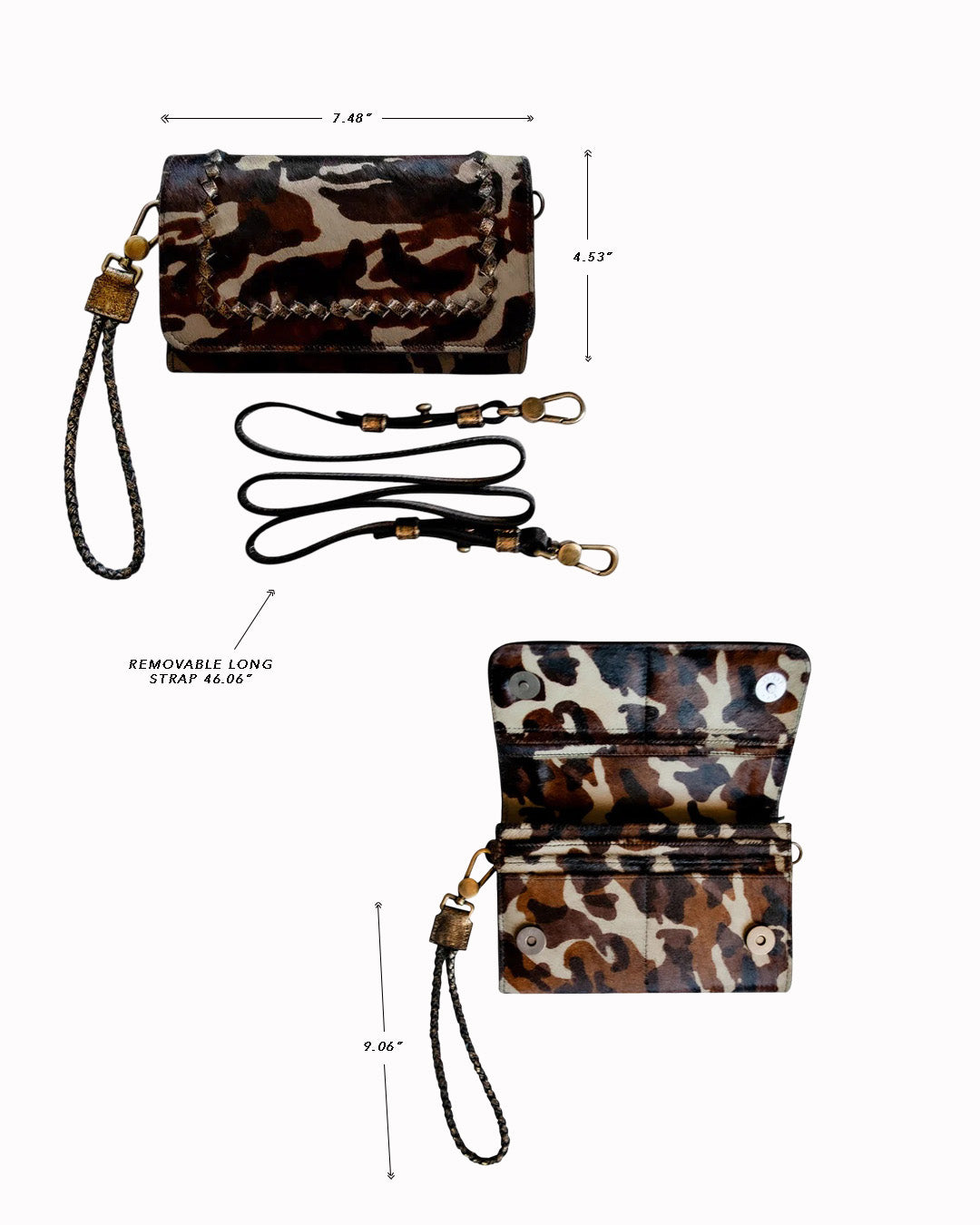 Women's Bifold MILA Wallet Wristlet - Cowhide Leather Fur