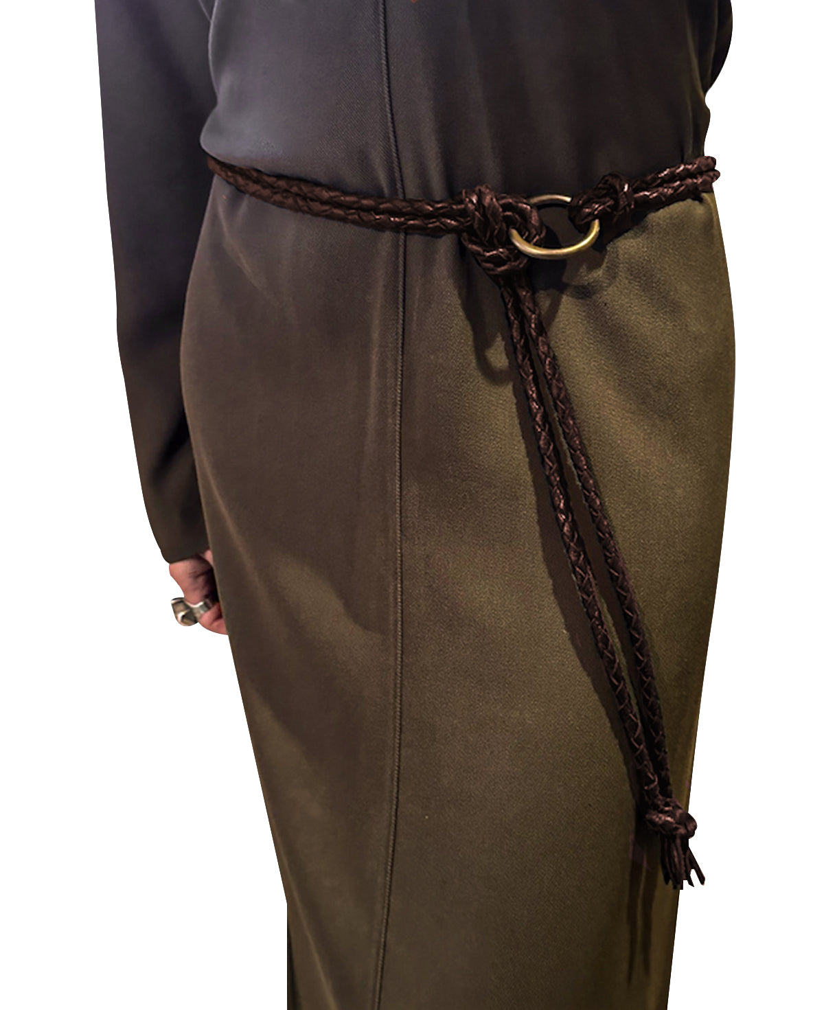 Boho Chic Braided Brown Leather Belt & Necklace - Fully Adjustable