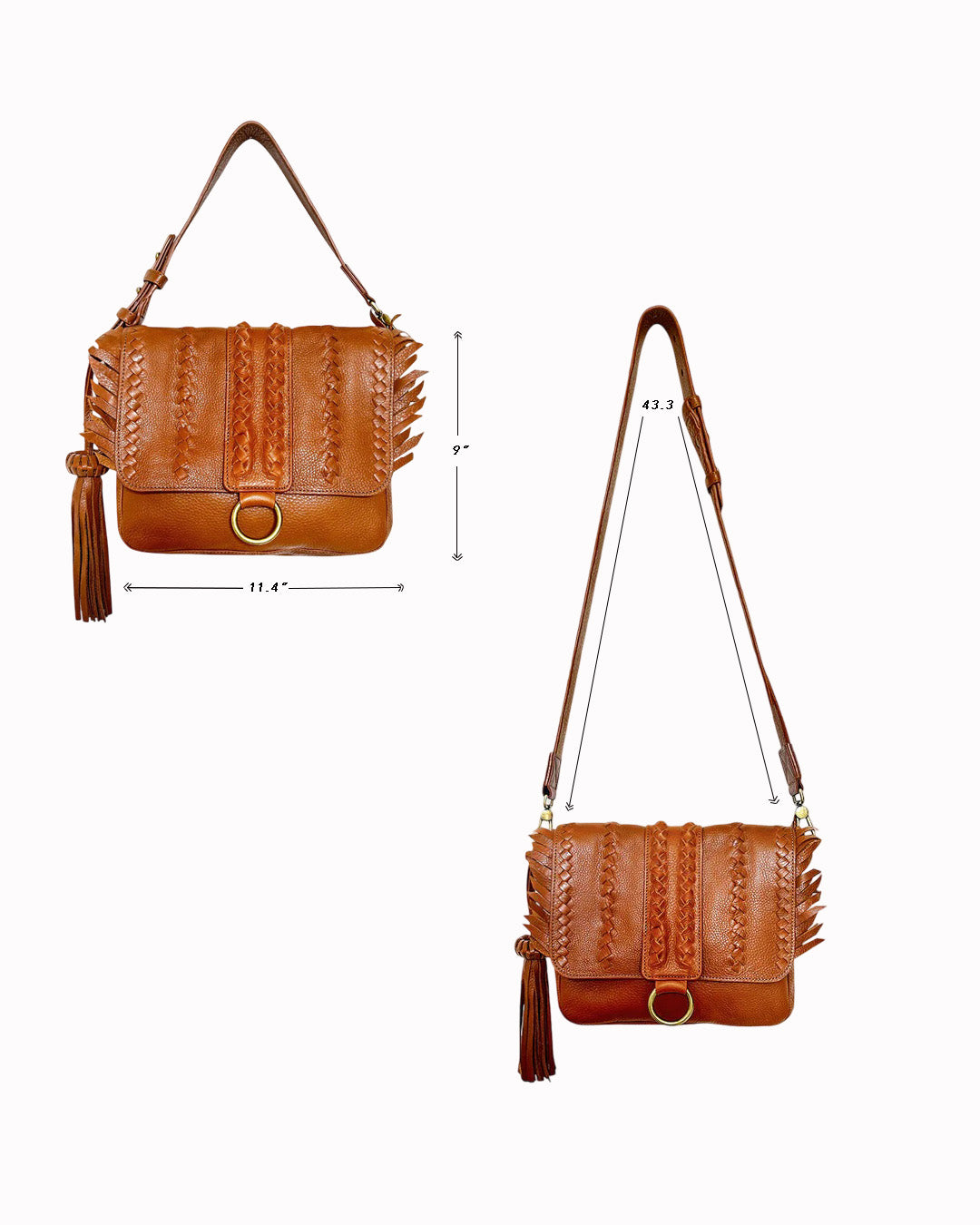 Seneca Tan Leather Shoulder Bag