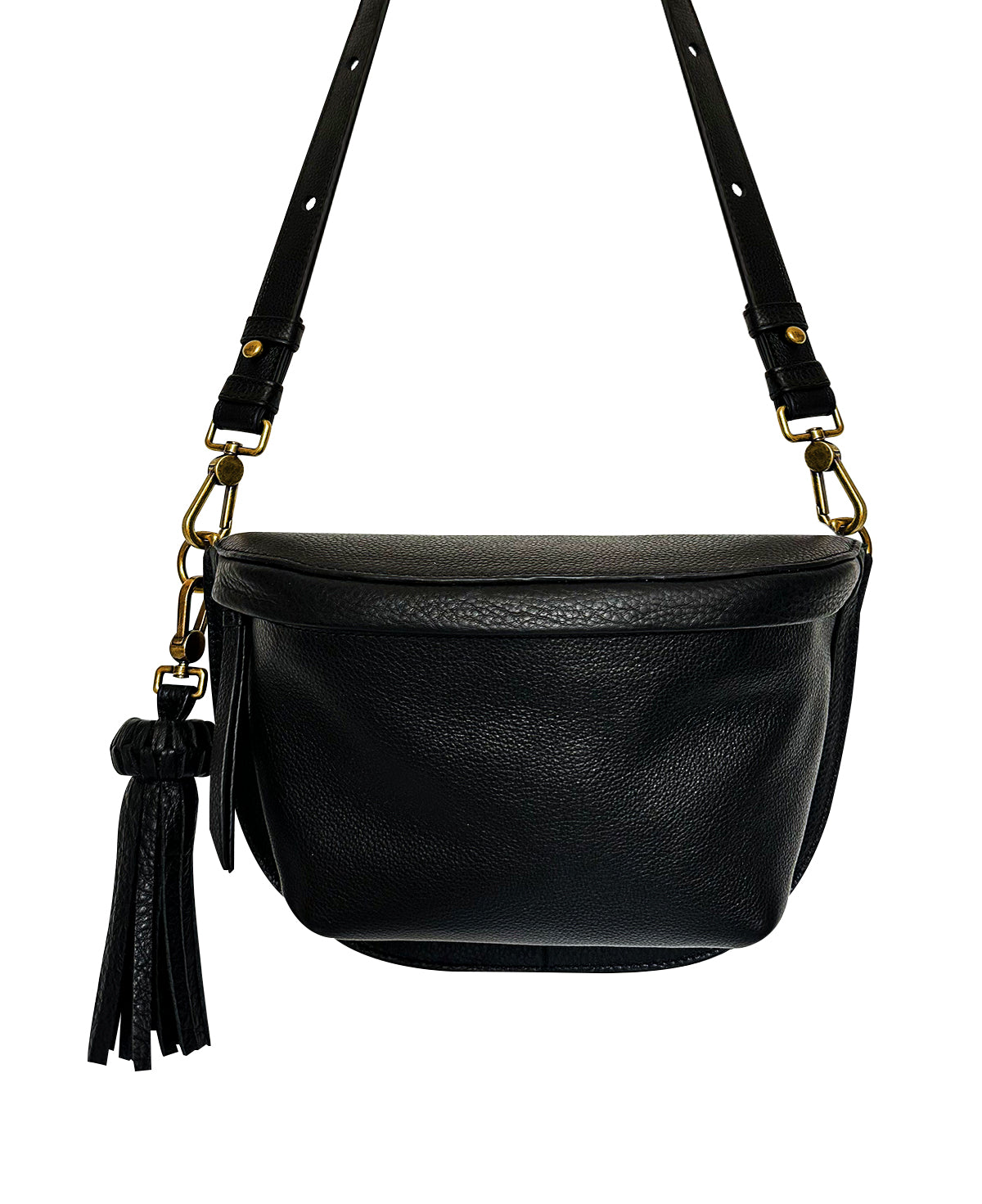 All Black Soft Leather Sling Bag