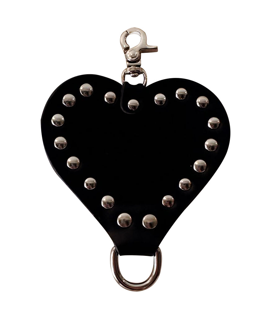 Leather Heart Silhouette Studded Keychain / Western Key Charm