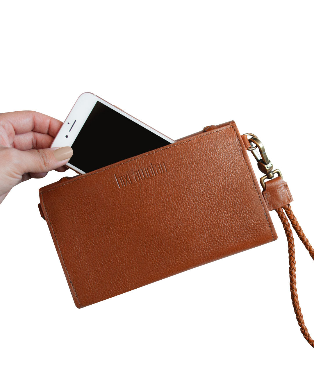 wristlet wallet with strap full grain leather bifold