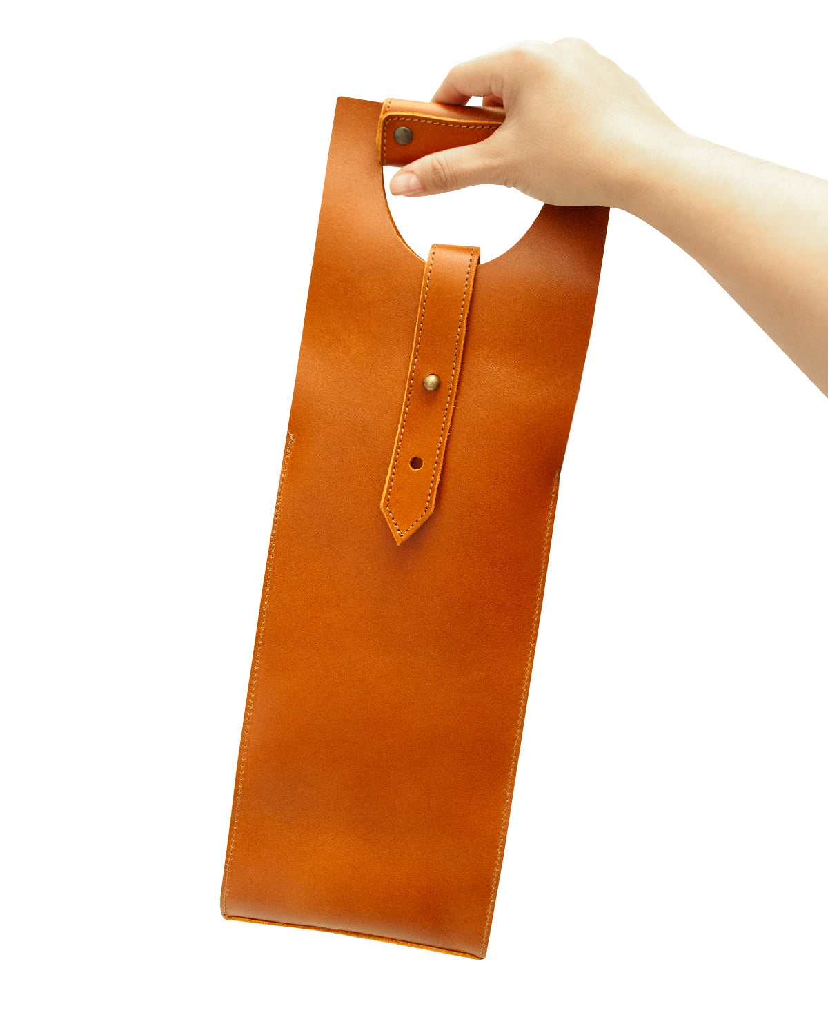 Stylish leather wine tote designed for secure transport of a standard 750ml bottle.
Elegante porta vino ejecutivo de piel ideal como regalo corporativo premium.