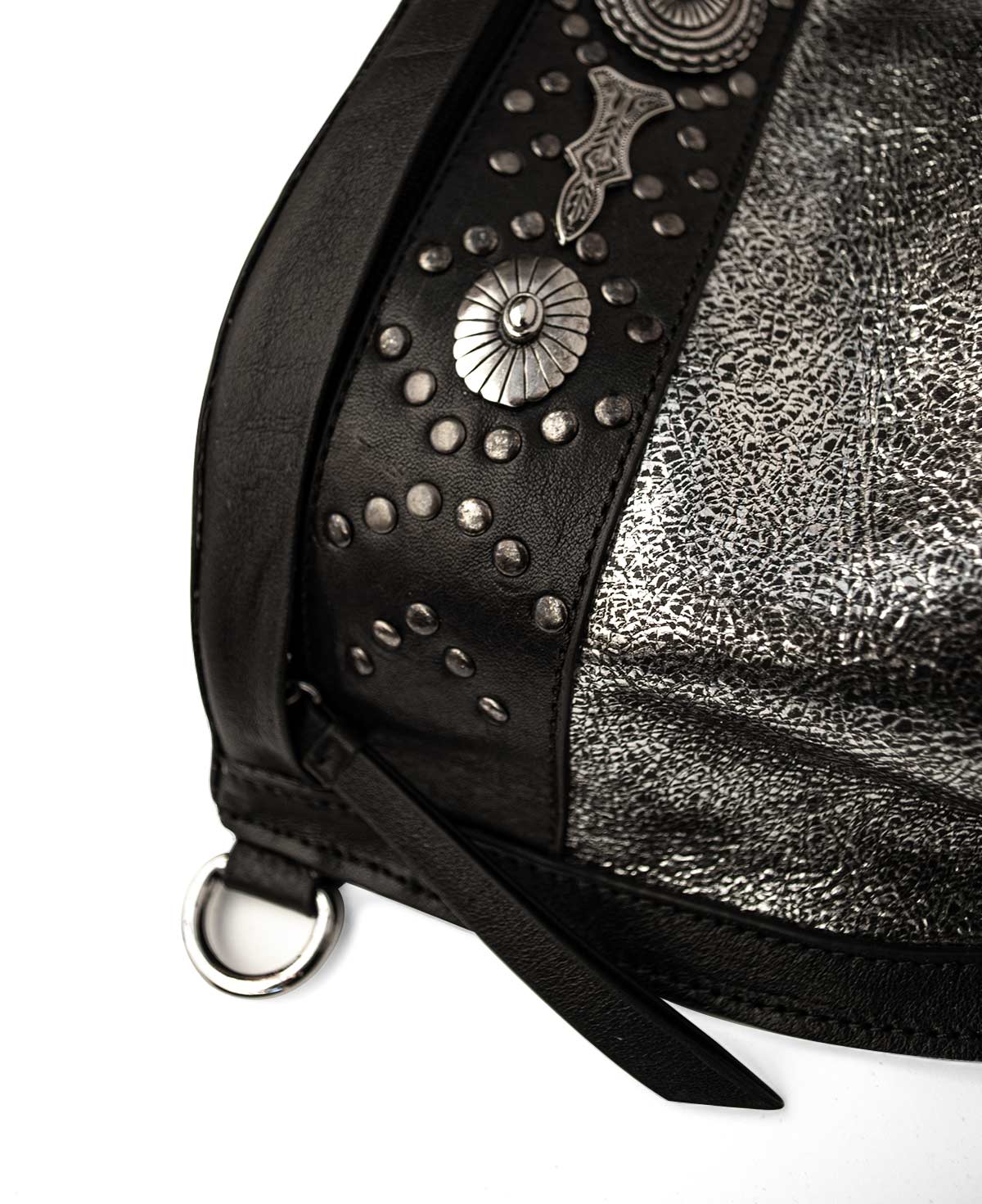 Studded Silver Leather Large hip pack with Metallic Rivets - The CHER waist bag