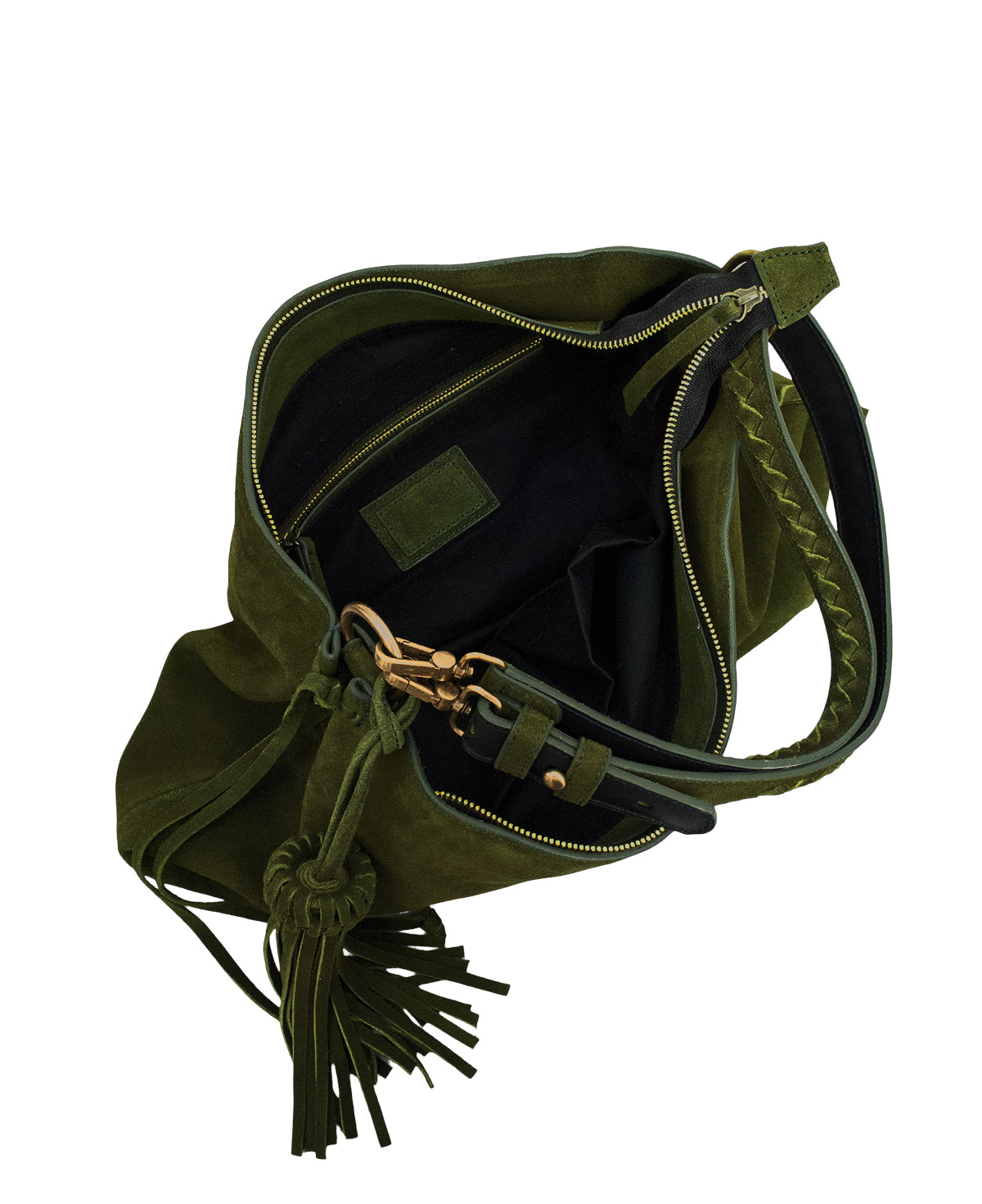 Bacalar Shoulder Bag: Soft Olive Green Genuine Suede