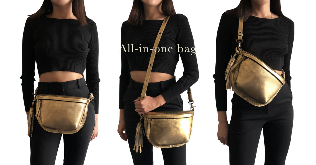 Fem Gold Leather Fanny pack - Crossbody