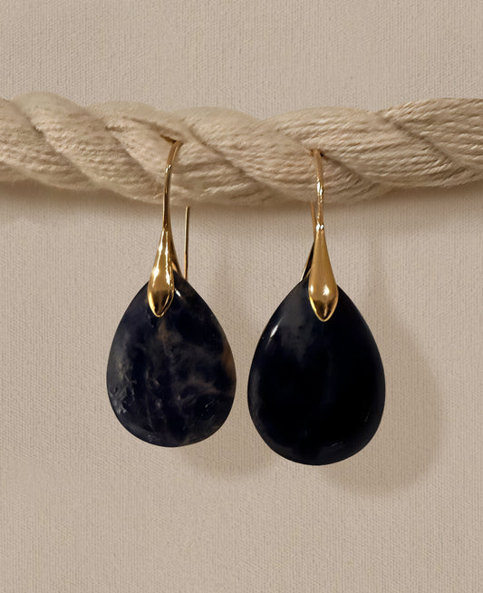 Royal Blue Waterdrop: Natural Stone Pendant Earrings