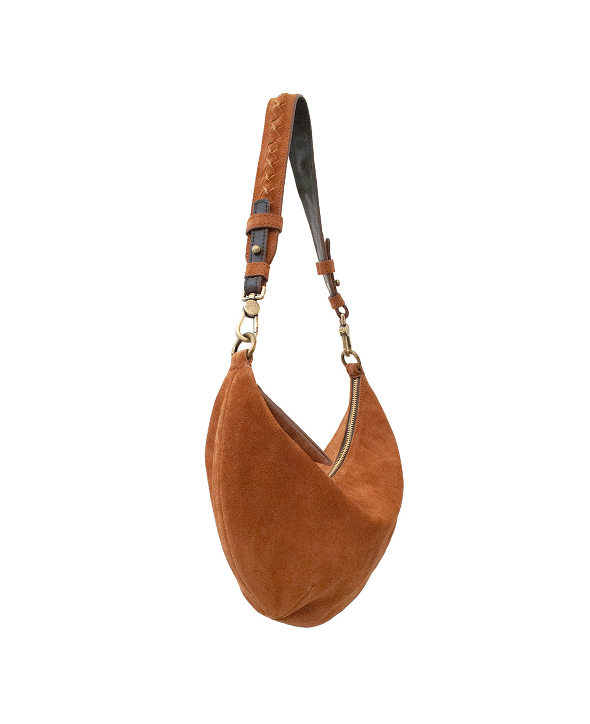 'Lucky Cookie' Round Mini Shoulder Bag: Vibrant Apricot Genuine Suede