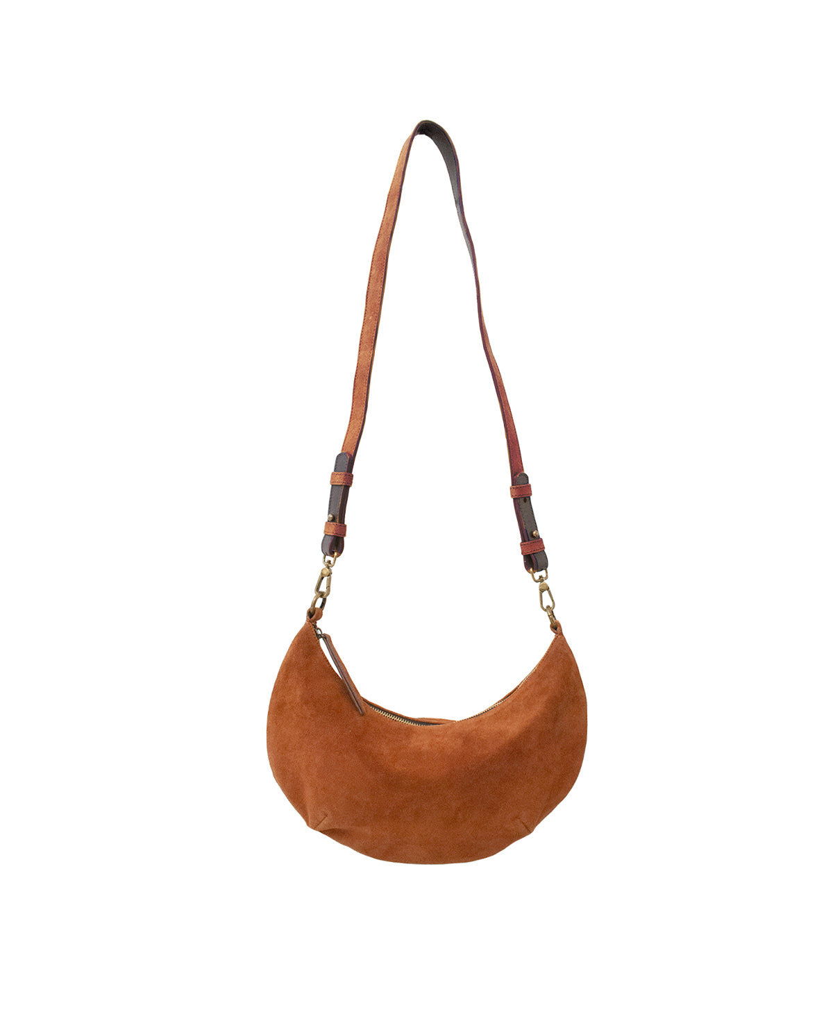 'Lucky Cookie' Round Mini Shoulder Bag: Vibrant Apricot Genuine Suede
