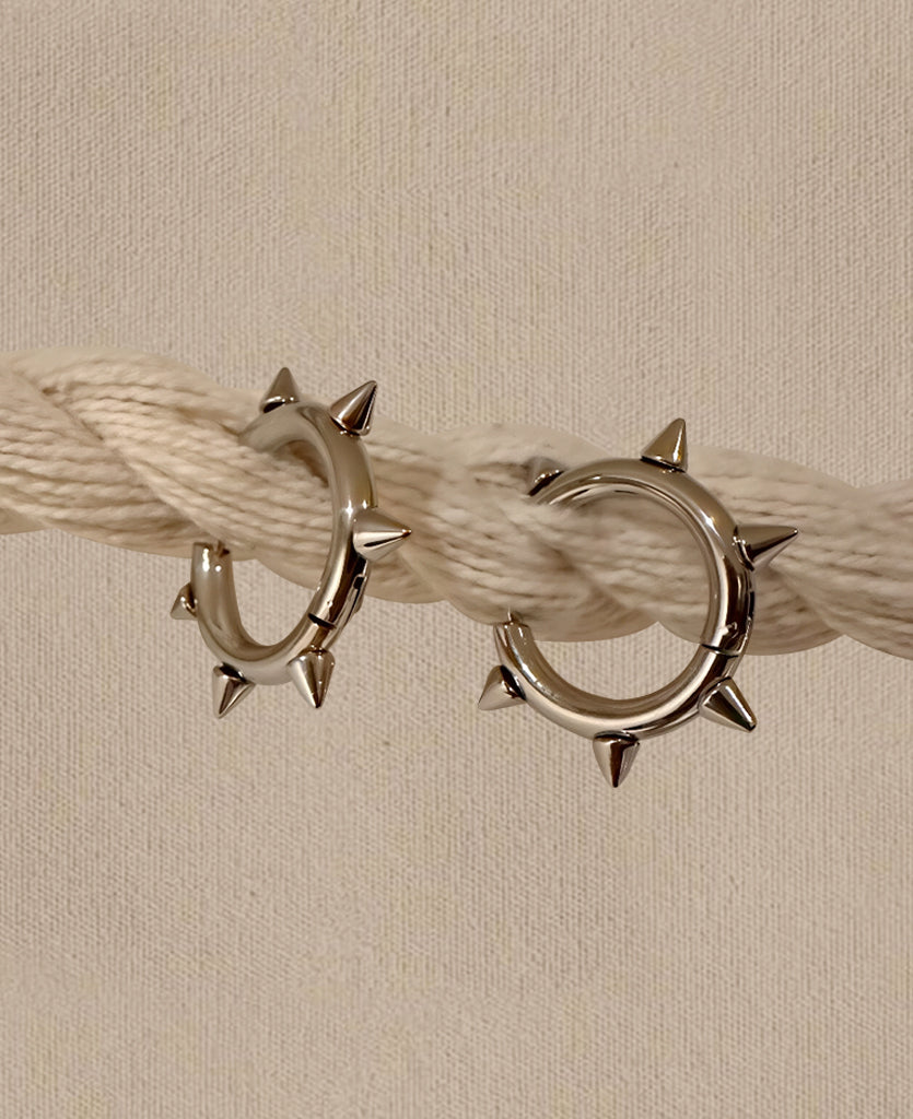 Spike Hoops 18K Gold Plated & Stainless Steel Earrings