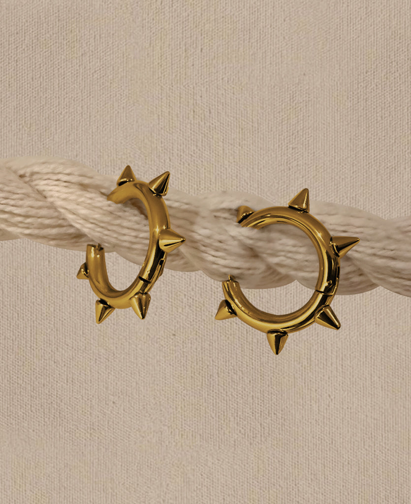 Spike Hoops 18K Gold Plated & Stainless Steel Earrings