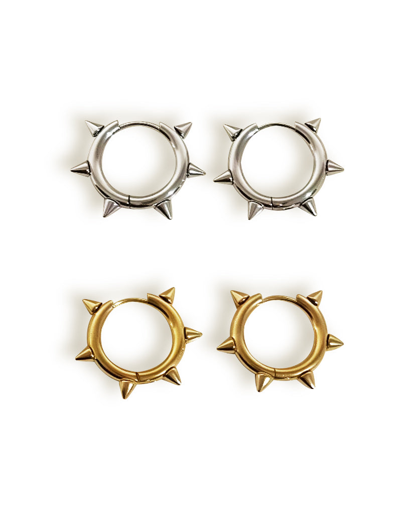 Spike Hoops 18K Gold Plated & Stainless Steel Earrings