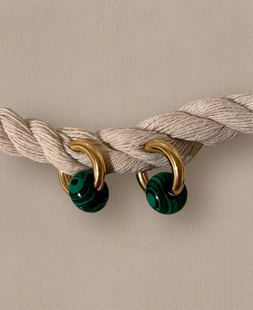 Chunky Gemstone Hoops Waterproof Stainless Steel & Natural Stone Earrings