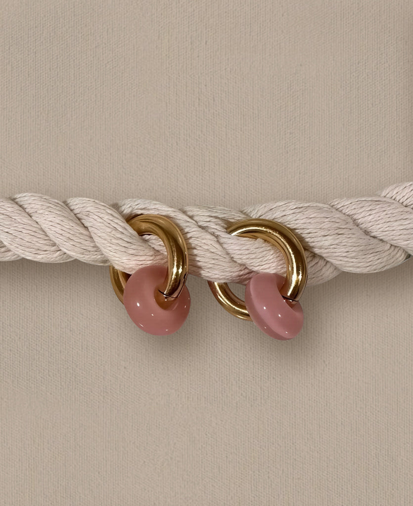 Chunky Gemstone Hoops Waterproof Stainless Steel & Natural Stone Earrings