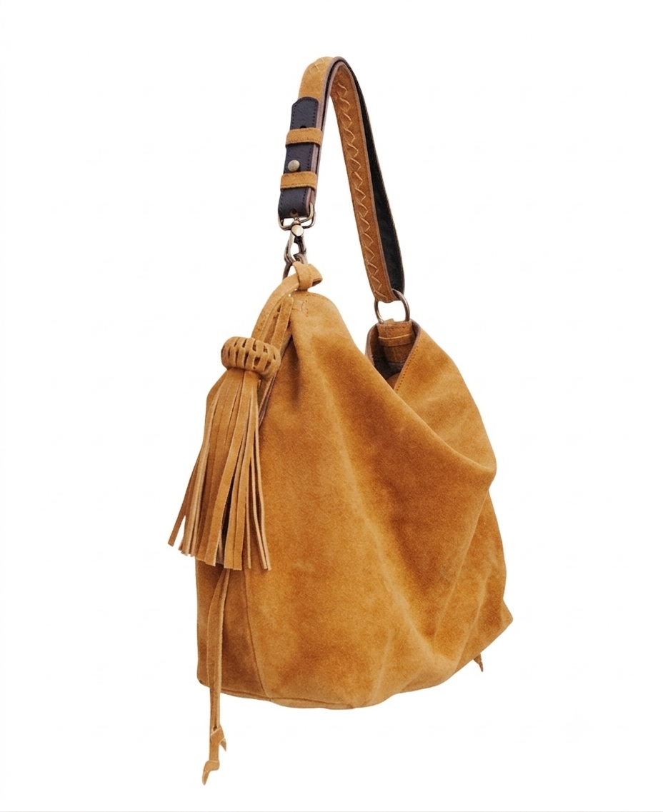 Bacalar Shoulder Bag: Vibrant Mustard Genuine Suede