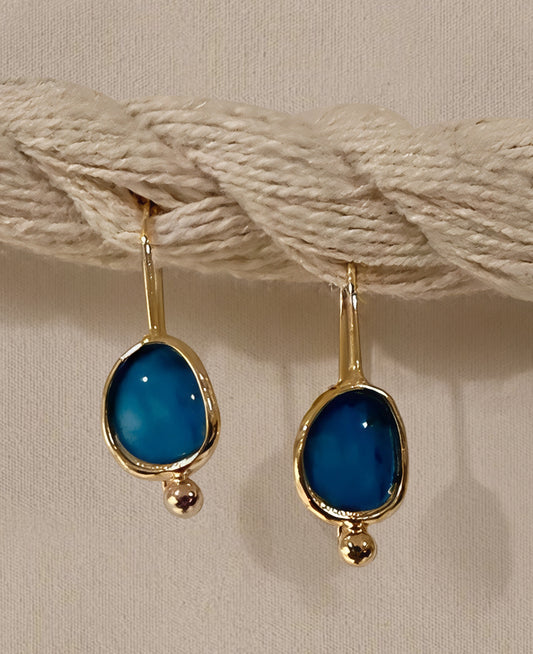 Aquamarine 18K Gold Plated Pendant Earrings