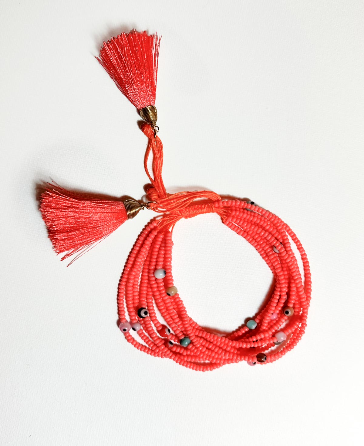 Red Beaded Stacked Bracelet Set
