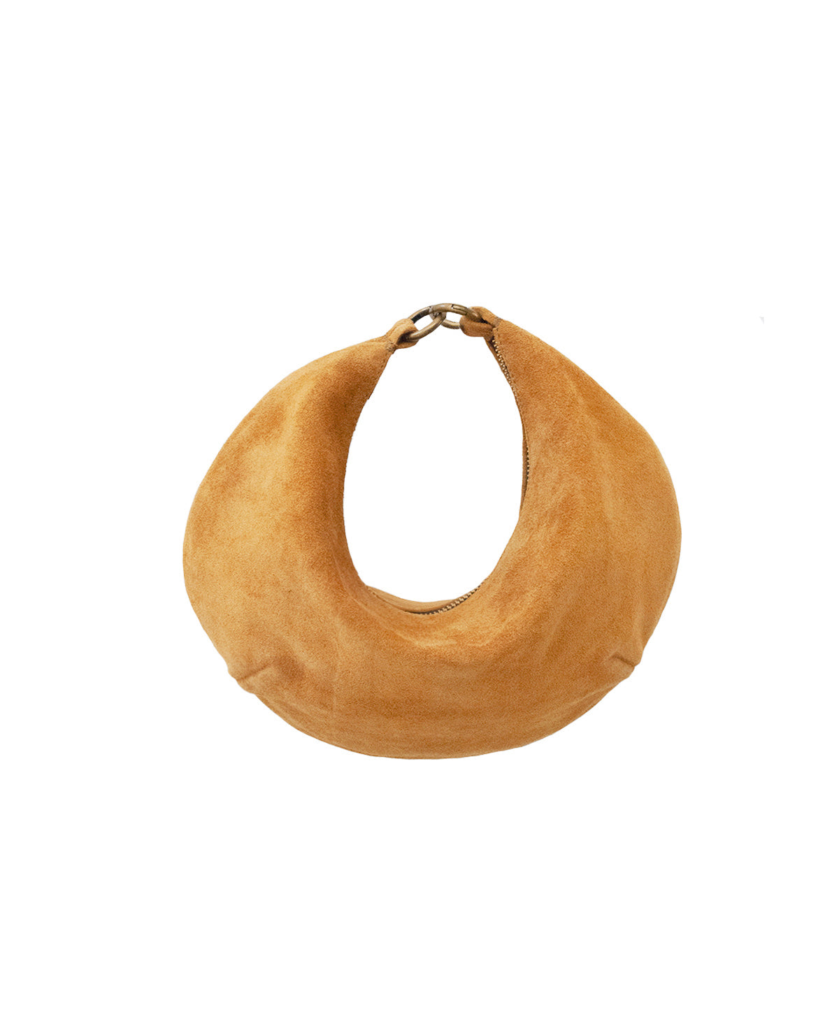 'Lucky Cookie' Round Mini Shoulder Bag: Radiant Mustard Genuine Suede