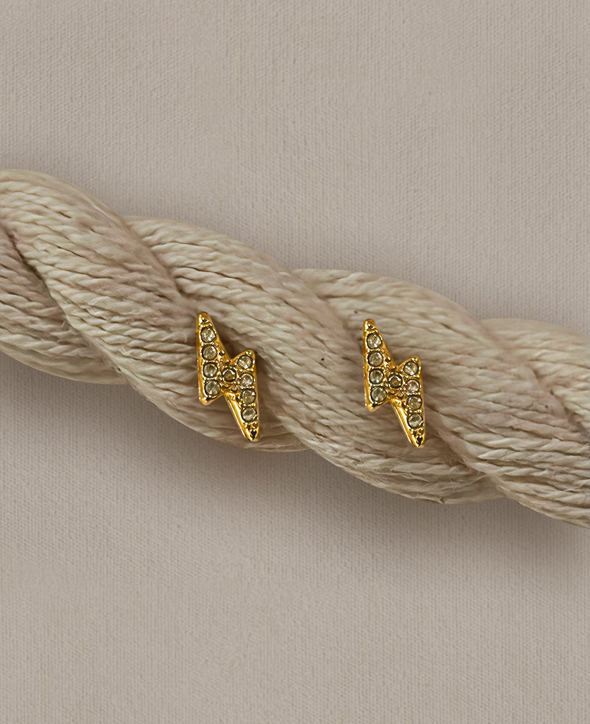 Flash 18K Gold Plated Lightning Bolt Stud Earrings
