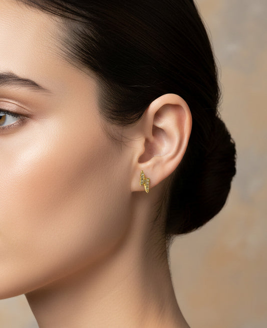 Flash 18K Gold Plated Lightning Bolt Stud Earrings