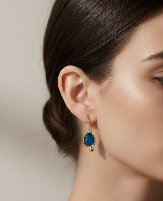 Aquamarine 18K Gold Plated Pendant Earrings