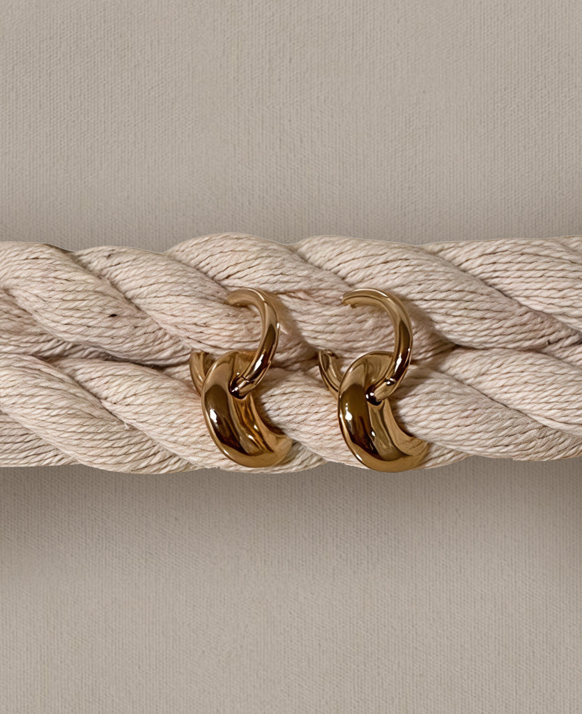 Moon Charm Hoops: 18K Gold Plated Stainless Steel Earrings