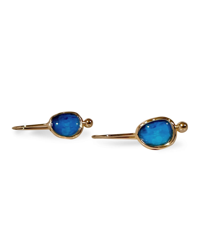 Aquamarine 18K Gold Plated Pendant Earrings