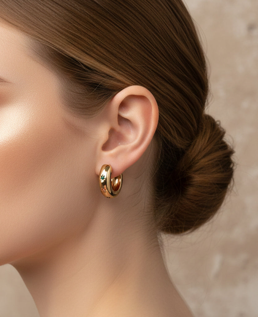 Rainbow Hoops 18K Gold Plated Waterproof Earrings