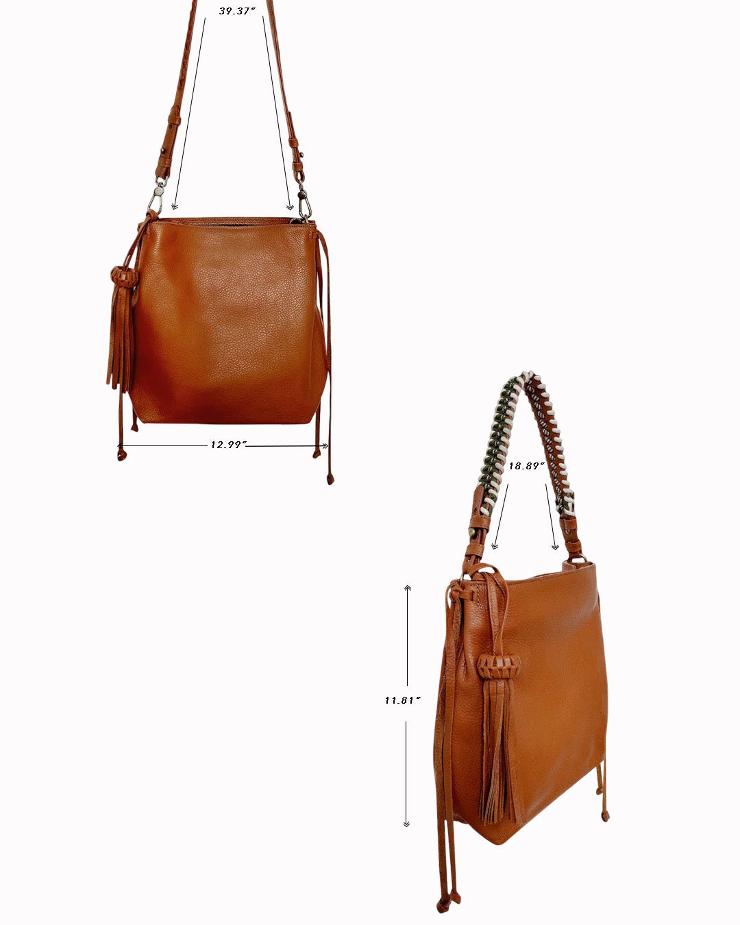 Mini Bacalar Camel - Bolsa de hombro de piel