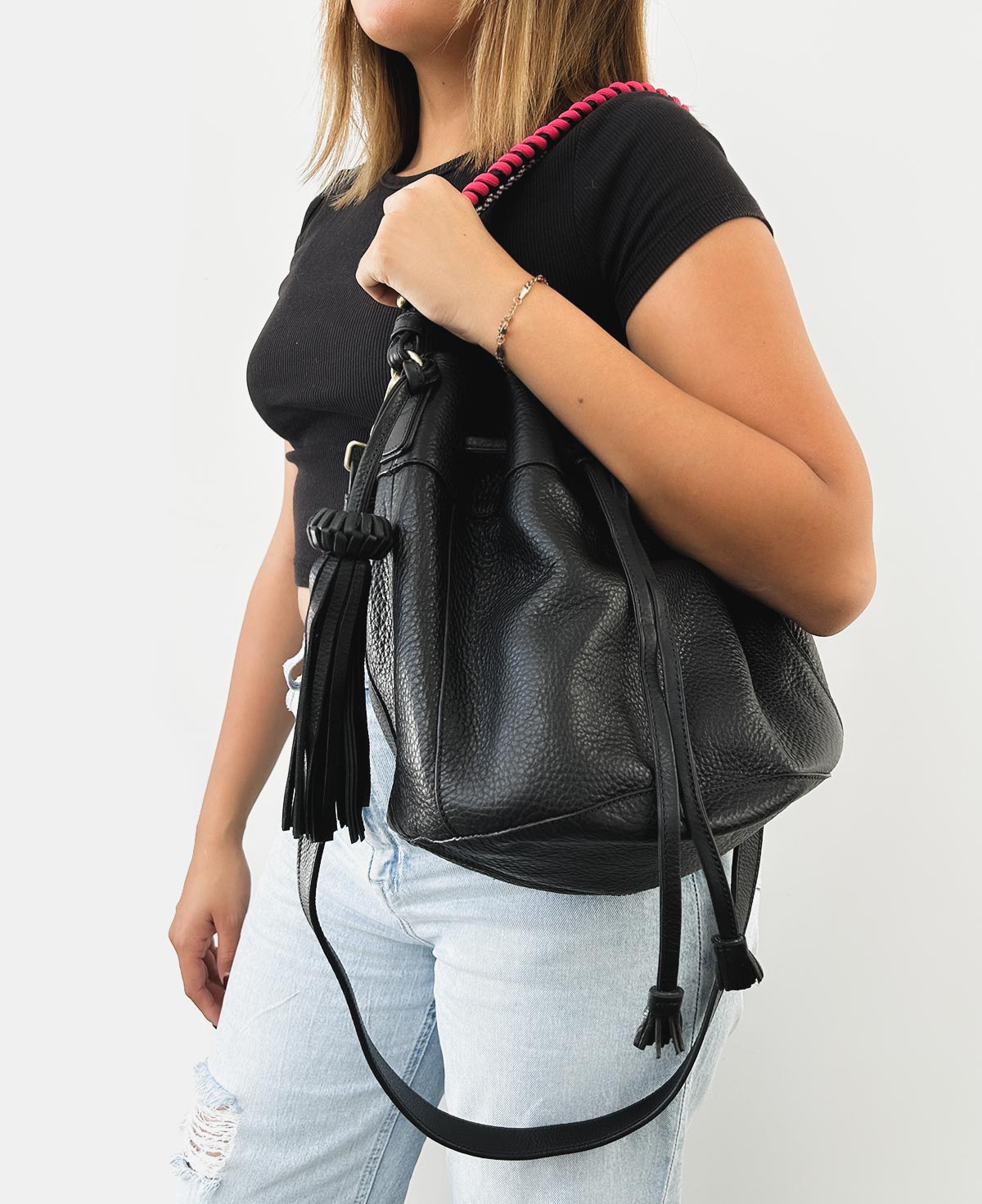 Bucket Bag Joce Black Leather Bag