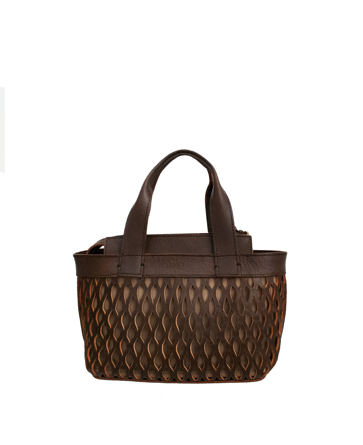 Mocha Leather Mini Tulum Handbag w/Removable Crossbody Strap