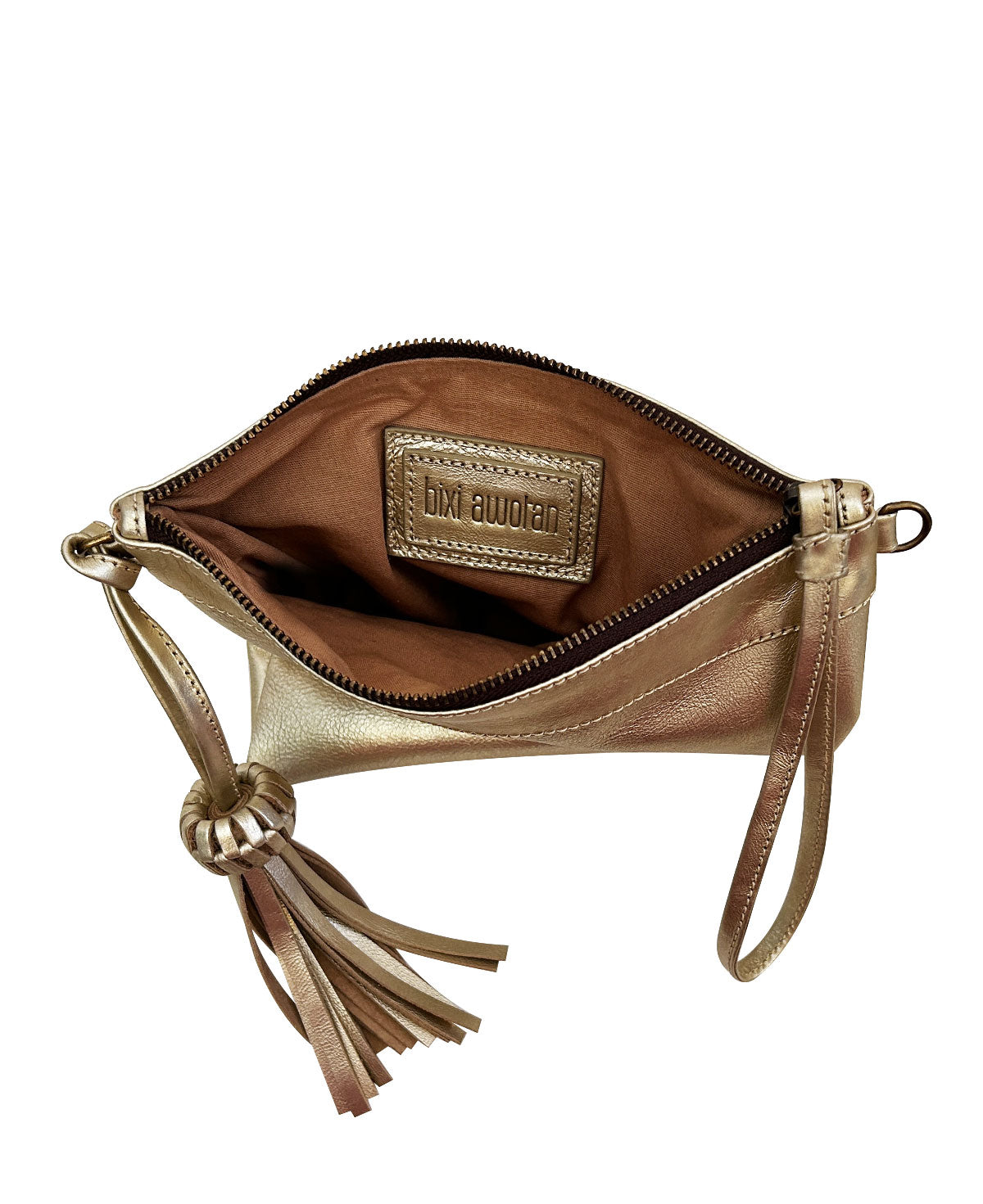 Camila Metallic Gold Leather Clutch - Crossbody