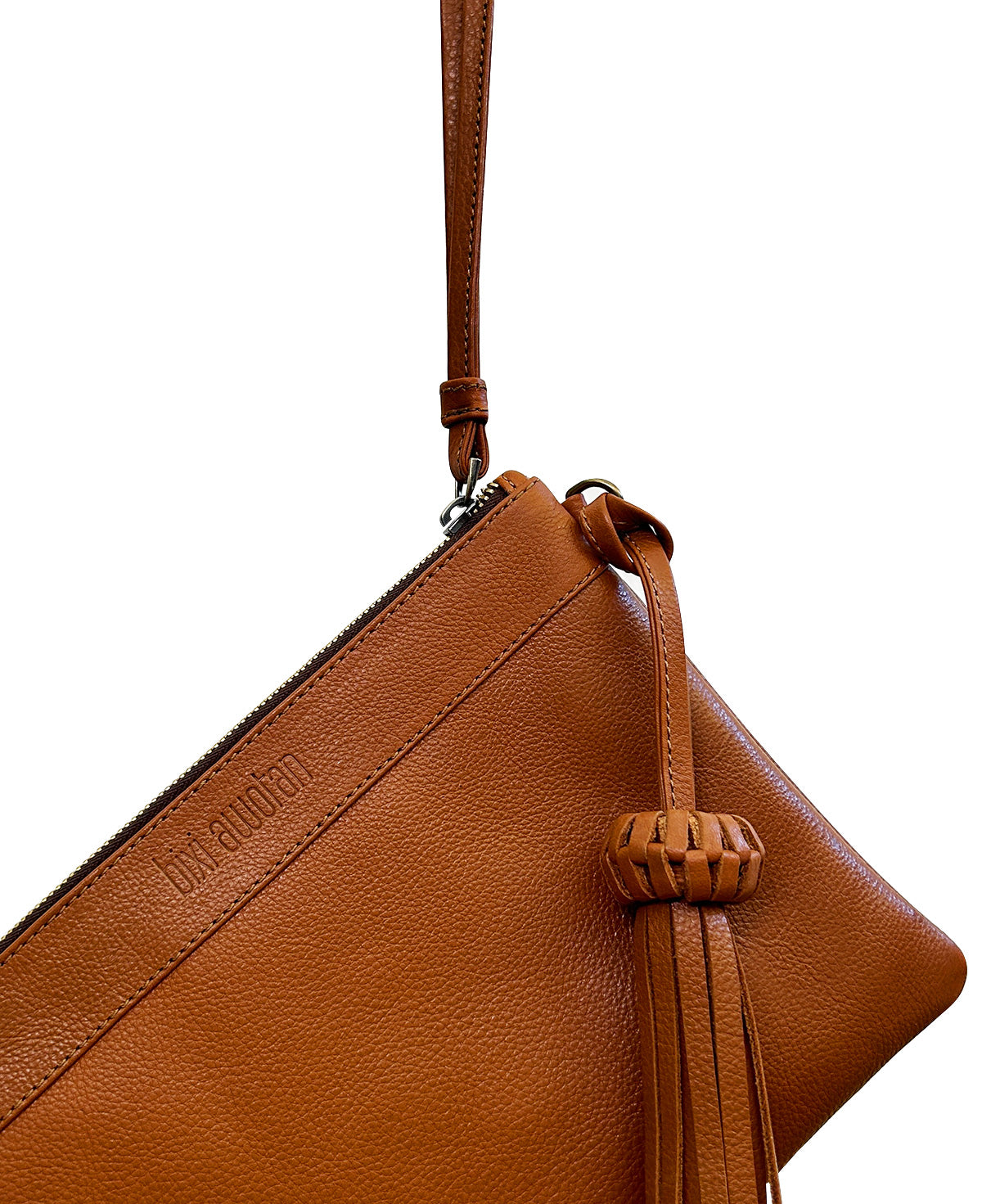 Camila Tan Leather Clutch - Crossbody