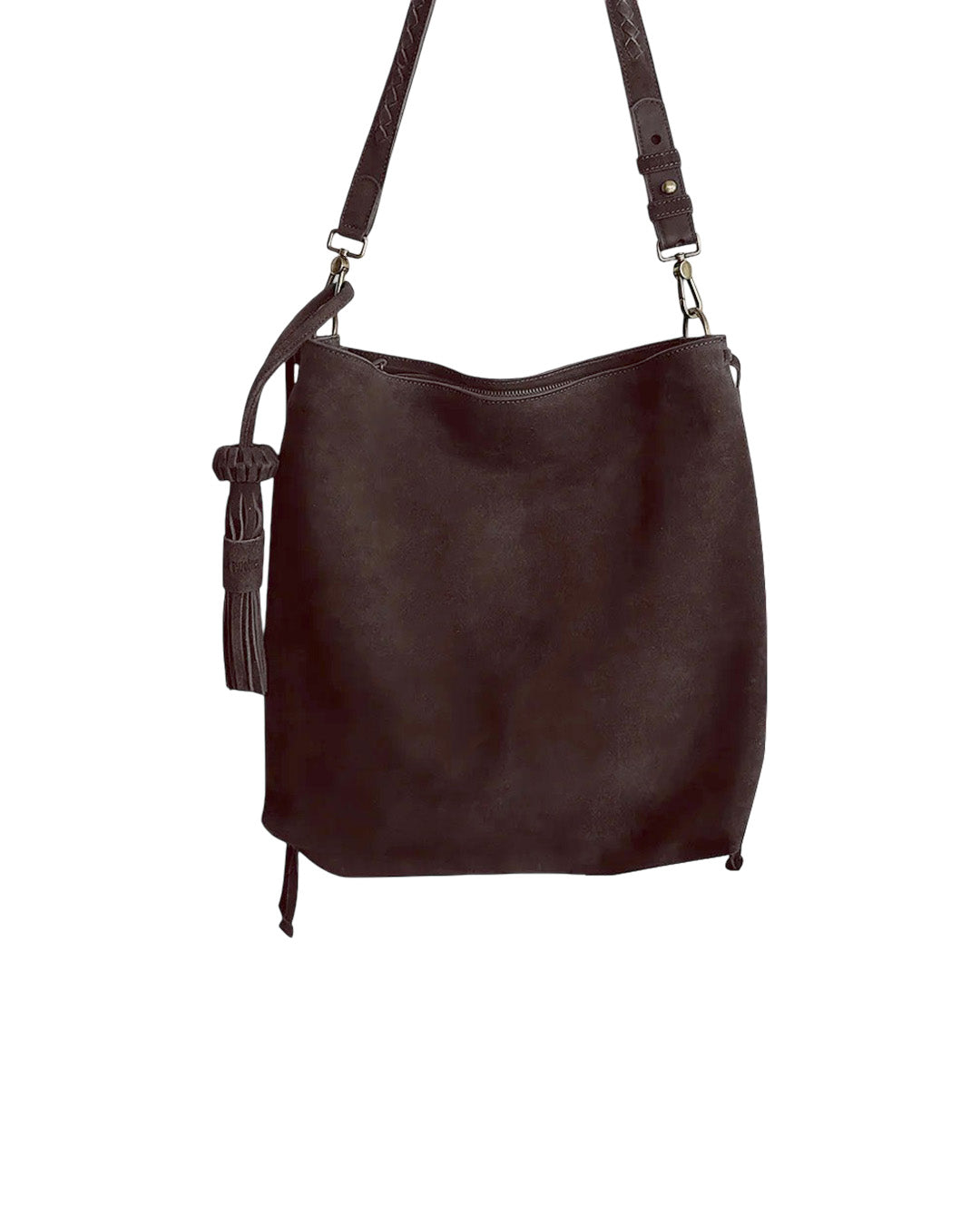 → PRE-ORDER Bacalar Shoulder Bag: Soft Espresso Coffee Genuine Suede