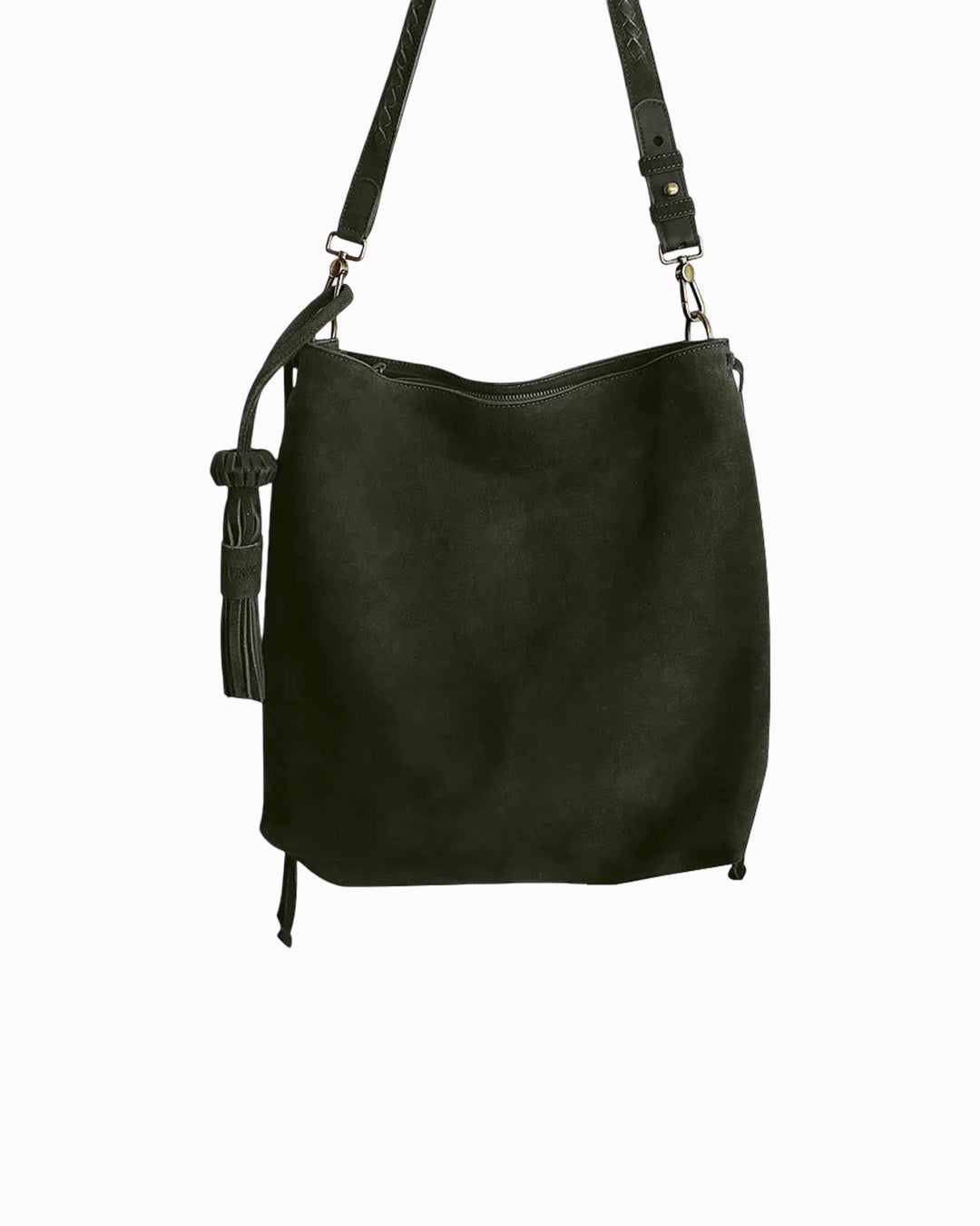 → PRE-ORDER Bacalar Shoulder Bag: Soft Olive Green Genuine Suede