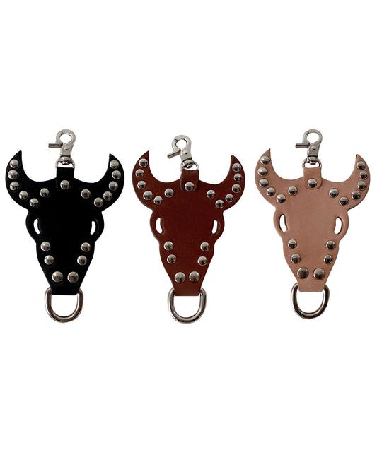 Handcrafted Leather Buffalo Skull Keychain