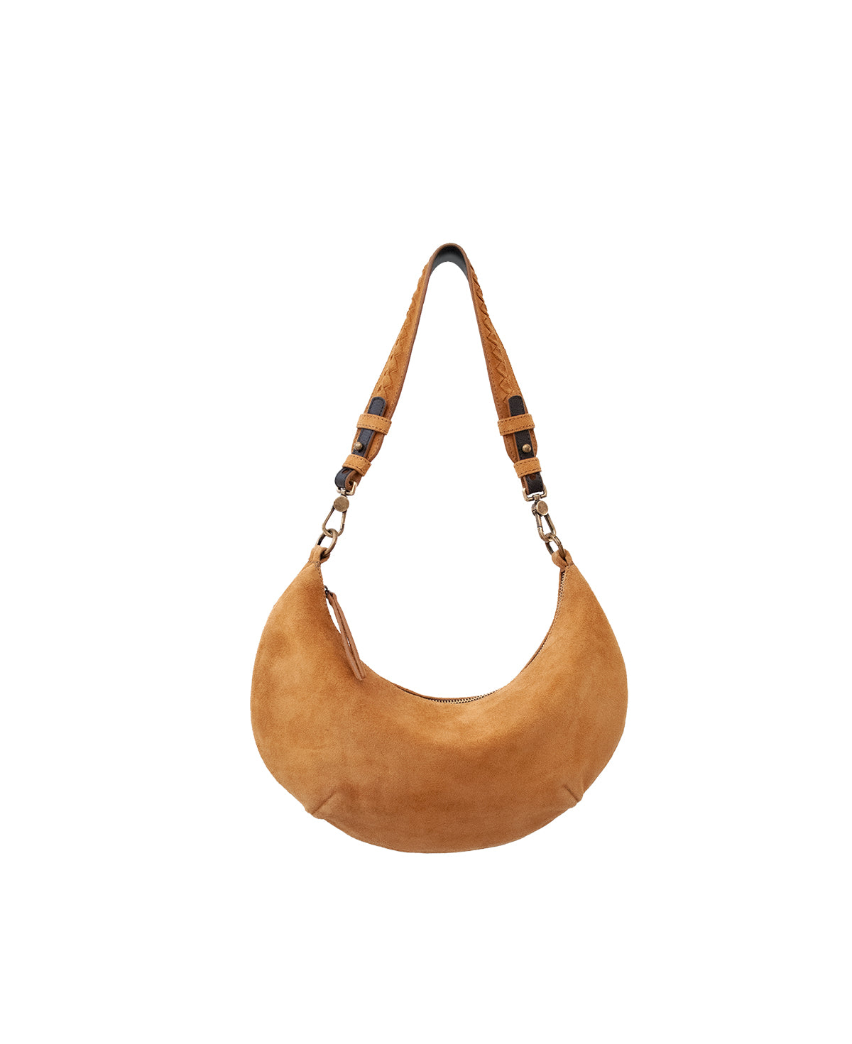 'Lucky Cookie' Round Mini Shoulder Bag: Radiant Mustard Genuine Suede