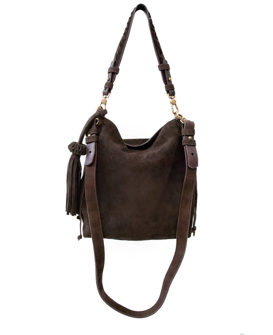 → PRE-ORDER Mini Bacalar Crossbody: Soft Espresso Coffee Genuine Suede
