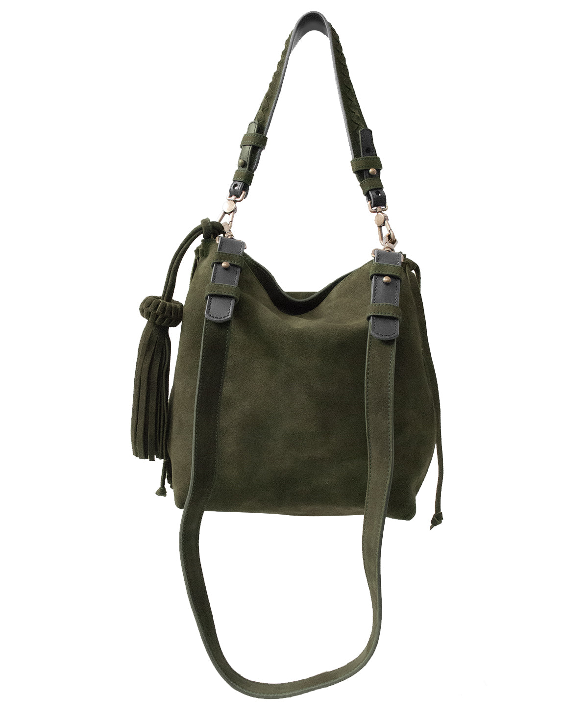 Mini Bacalar Crossbody: Soft Olive Green Genuine Suede