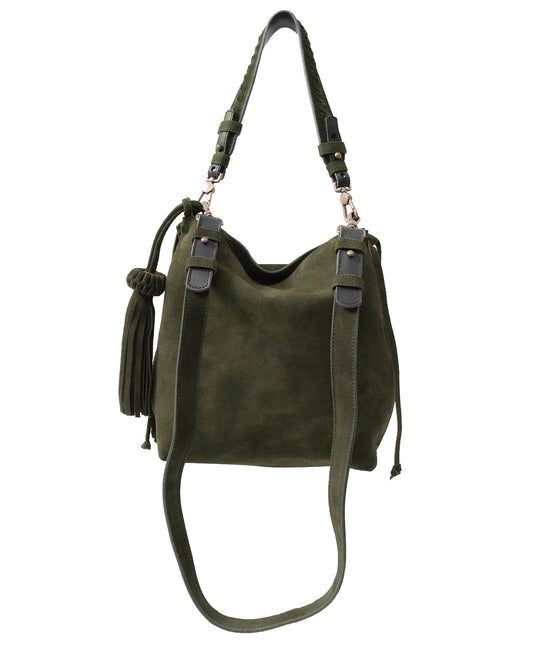 → PRE-ORDER Mini Bacalar Crossbody: Soft Olive Green Genuine Suede