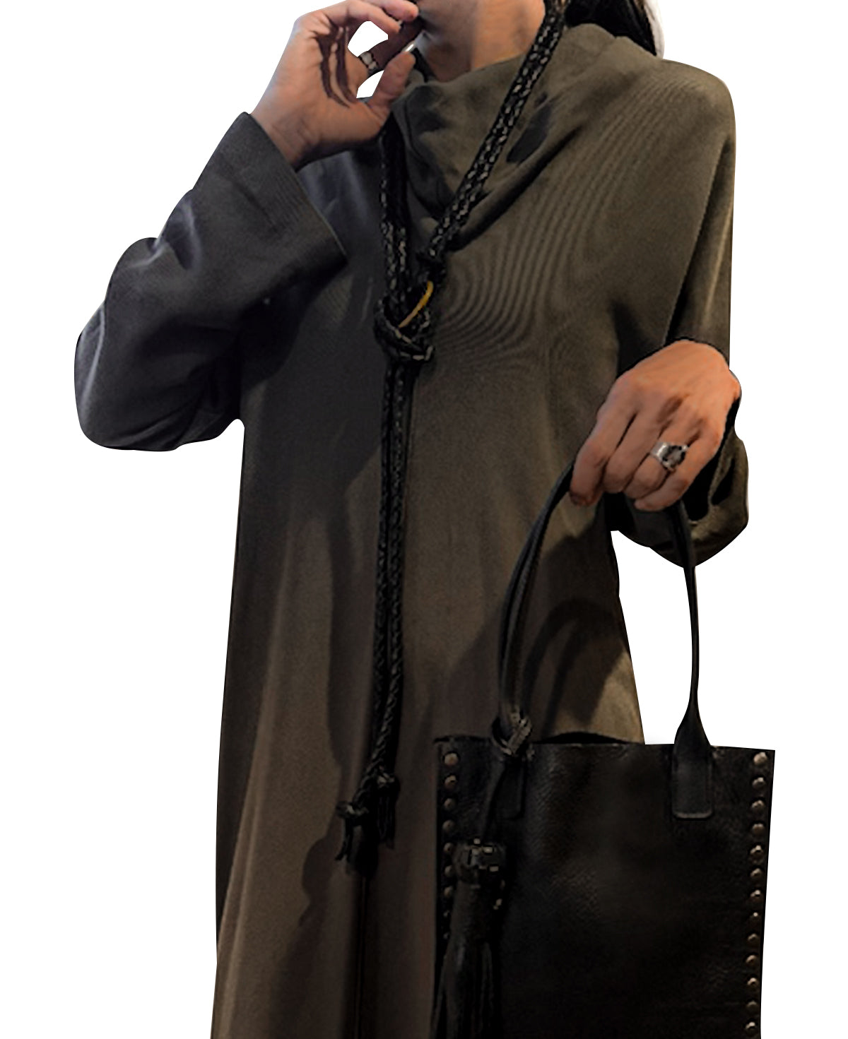 Boho Chic Braided Black Leather Belt & Necklace - Fully Adjustable