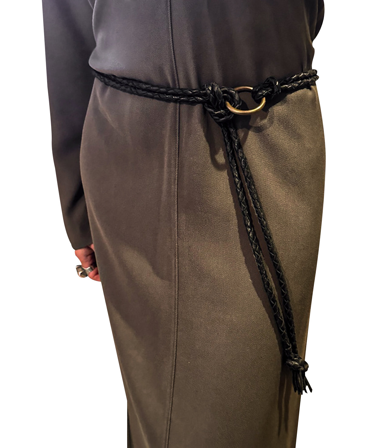 Boho Chic Braided Black Leather Belt & Necklace - Fully Adjustable